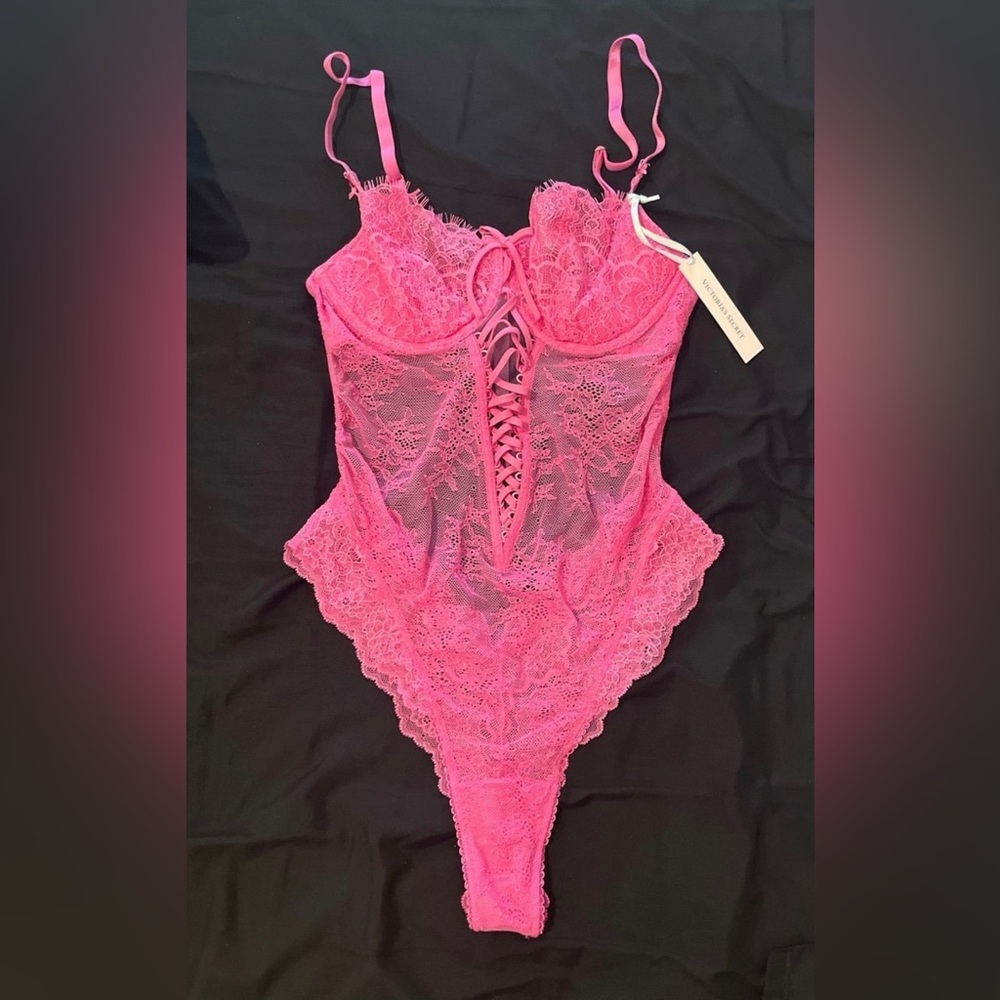 Victoria’s Secret Wicked Unlined Lace-Up Teddy One Piece M